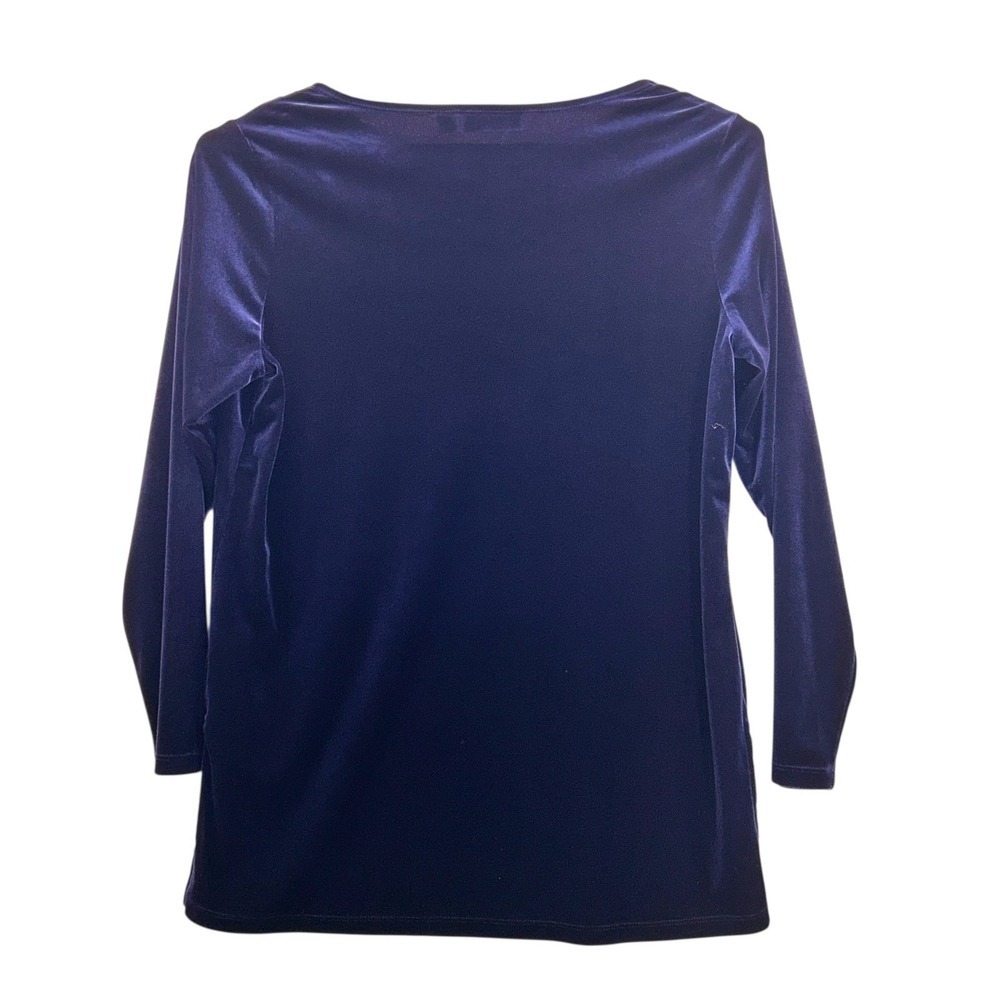 Susan Graver Womens Tunic Top Medium Velvet Cowl Neck Navy - Picture 2 of 14